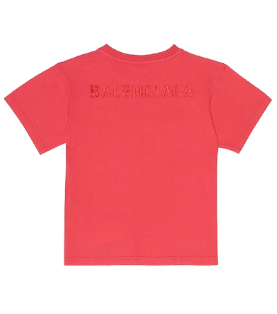 Shop Balenciaga Embroidered Cotton T-shirt In Red