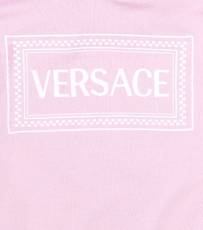 Shop Versace Logo Cotton-jersey Hoodie In Pink