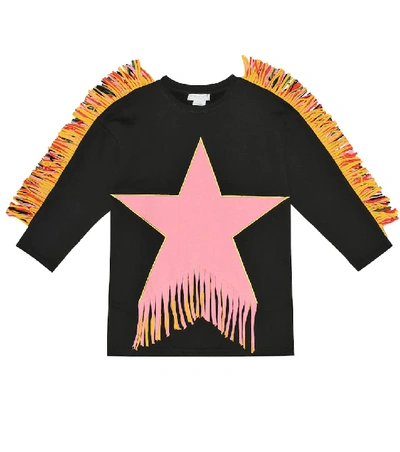 Shop Stella Mccartney Fringed Cotton Sweatshirt In Multicoloured
