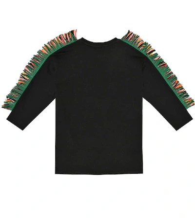 Shop Stella Mccartney Fringed Cotton Sweatshirt In Multicoloured