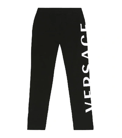 Shop Versace Stretch-cotton Leggings In Black