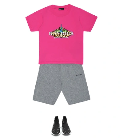 Shop Balenciaga Printed Cotton T-shirt In Pink