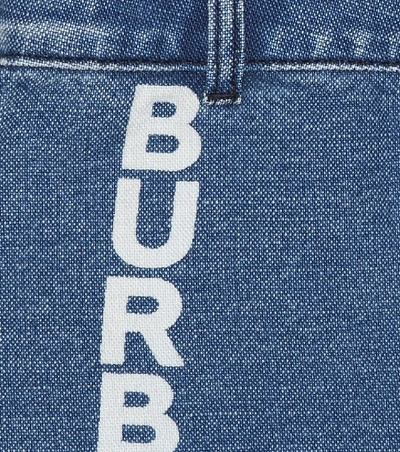 Shop Burberry Logo Denim Skirt In Blue