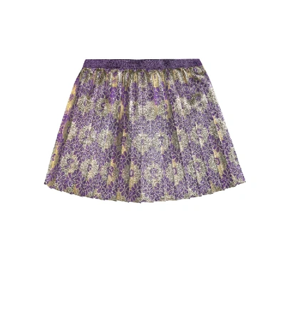 Shop Gucci Baby Pleated Brocade Skirt In Multicoloured