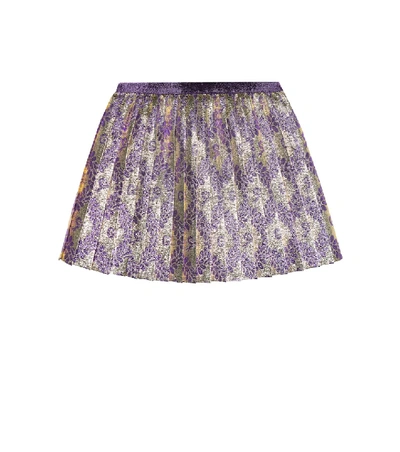 Shop Gucci Baby Pleated Brocade Skirt In Multicoloured