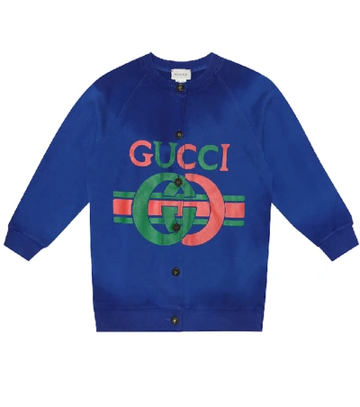 Shop Gucci Cotton Bomber Jacket In Blue