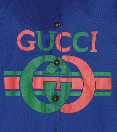 Shop Gucci Cotton Bomber Jacket In Blue