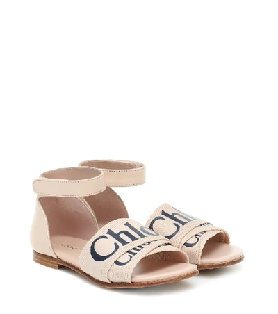 Shop Chloé Logo Leather Sandals In Pink