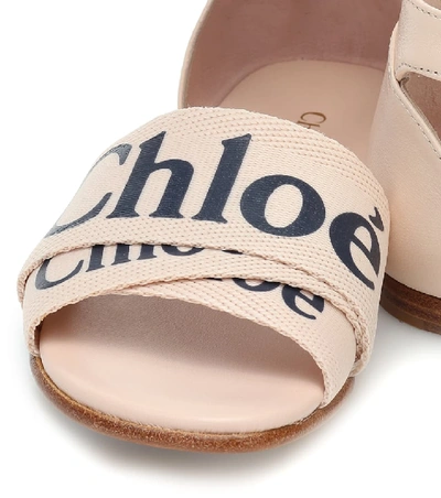 Shop Chloé Logo Leather Sandals In Pink