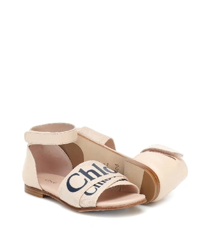 Shop Chloé Logo Leather Sandals In Pink