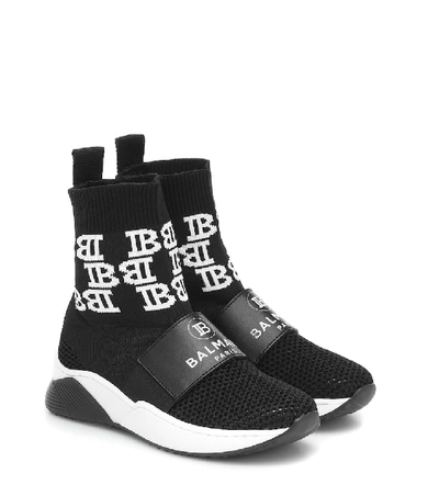 Shop Balmain Sock Sneakers In Black