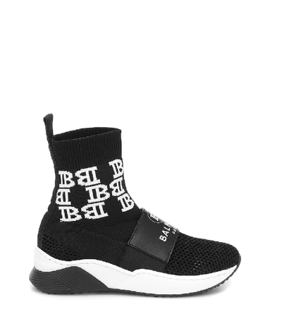 Shop Balmain Sock Sneakers In Black