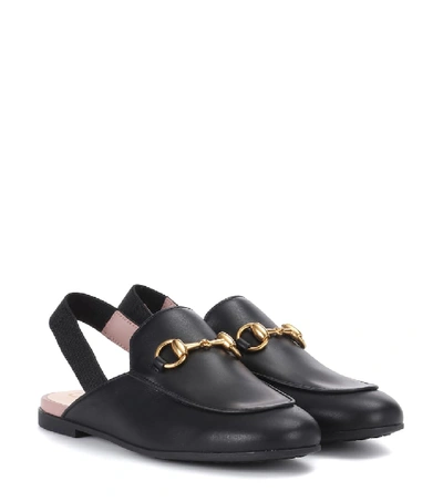 Gucci Kids' Princetown Leather Slingback Loafers 4-8 Years In Black |  ModeSens