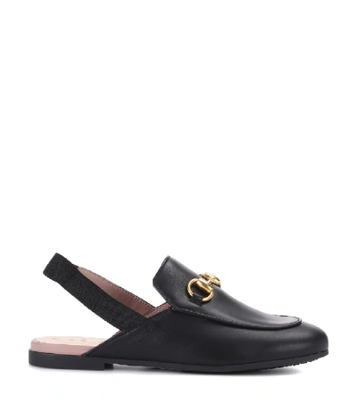 Shop Gucci Princetown Leather Slippers In Black