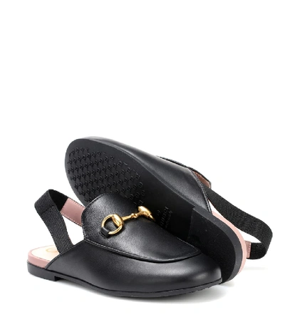 Shop Gucci Princetown Leather Slippers In Black