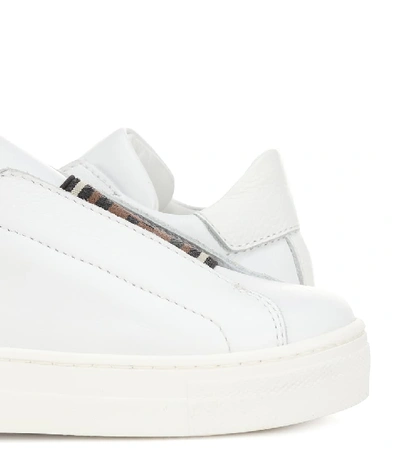 Shop Fendi Leather Sneakers In White
