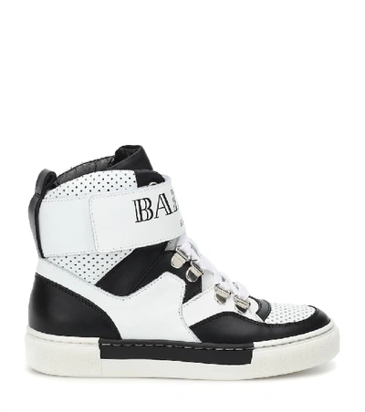 Shop Balmain Leather Sneakers In Black