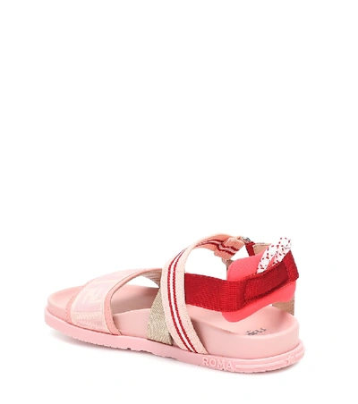 Shop Fendi Logo Leather-trimmed Sandals In Multicoloured