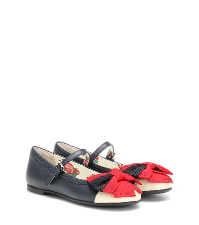 Shop Gucci Leather Ballet Flats In Blue