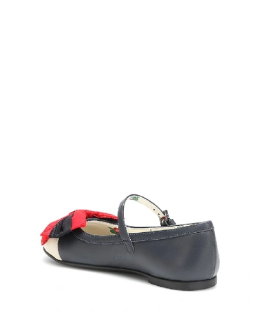 Shop Gucci Leather Ballet Flats In Blue