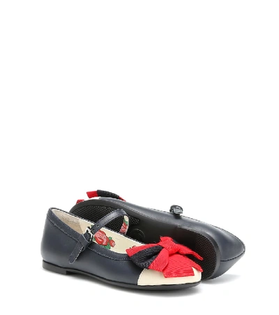 Shop Gucci Leather Ballet Flats In Blue