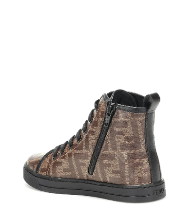 Shop Fendi Double F High-top Sneakers In Brown