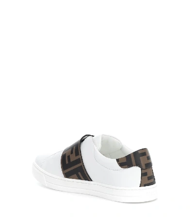 Shop Fendi Ff Leather Sneakers In White