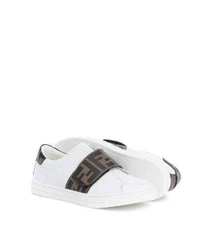 Shop Fendi Ff Leather Sneakers In White
