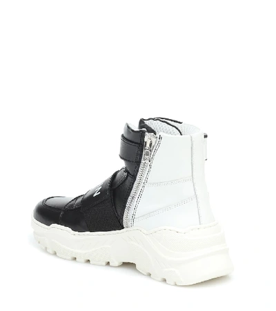 Shop Balmain Leather High-top Sneakers In Black