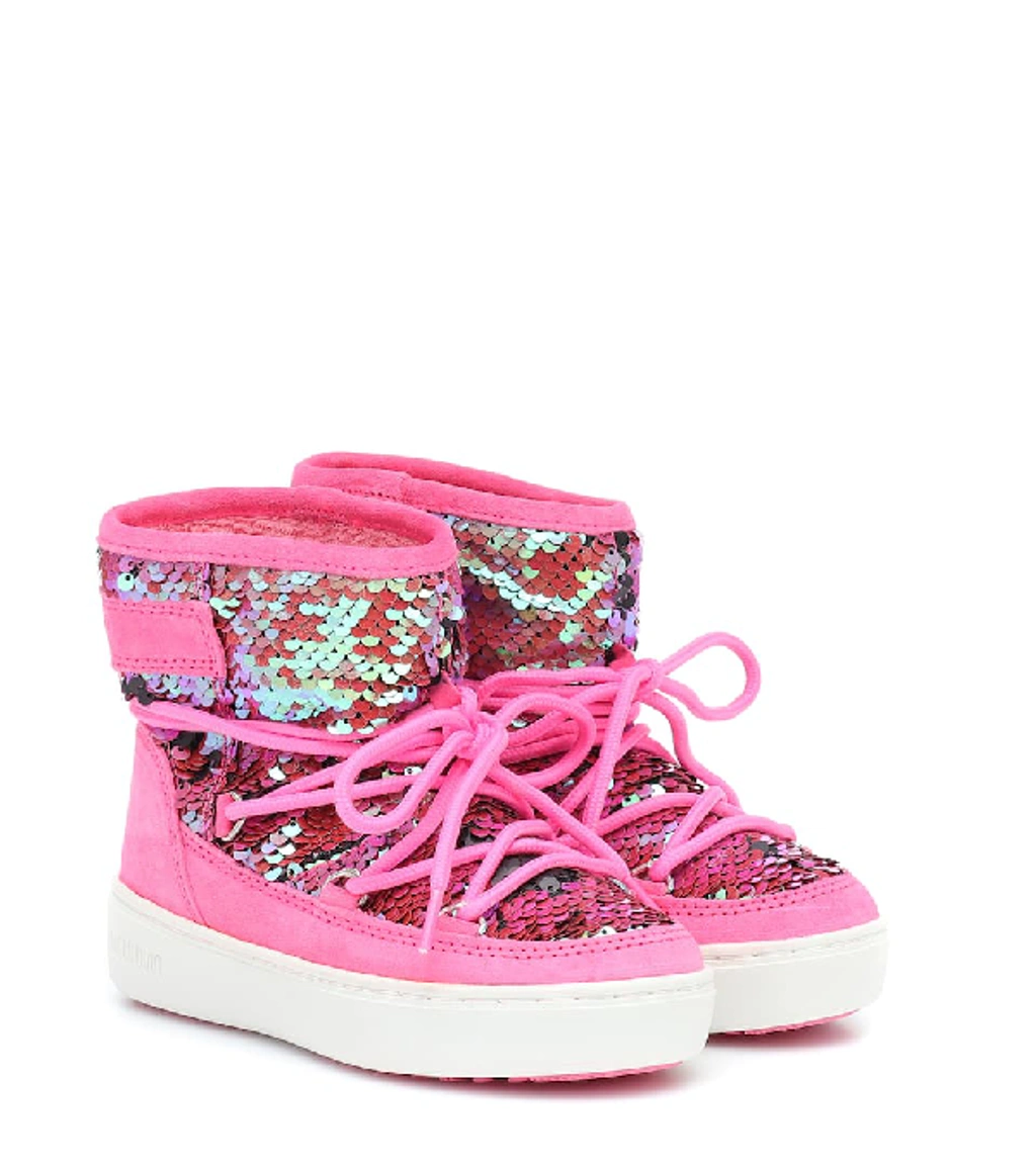 Moon Boot Kids Sequin Embellished Ankle Snow Boots In Pink ModeSens