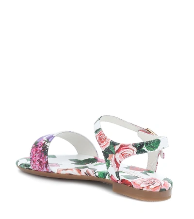 Shop Dolce & Gabbana Floral-printed Leather Sandals In Multicoloured