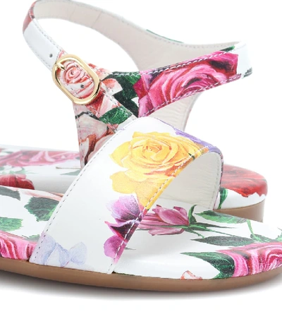 Shop Dolce & Gabbana Floral-printed Leather Sandals In Multicoloured