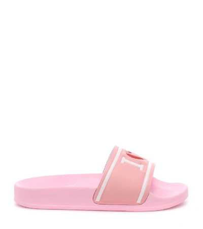 Shop Dolce & Gabbana Leather Slides In Pink