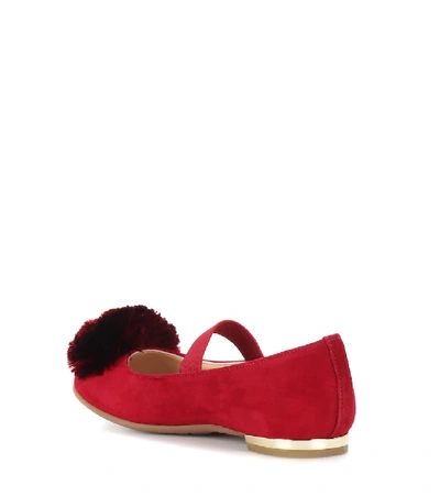 Shop Aquazzura Powder Puff Suede Ballerinas In Red