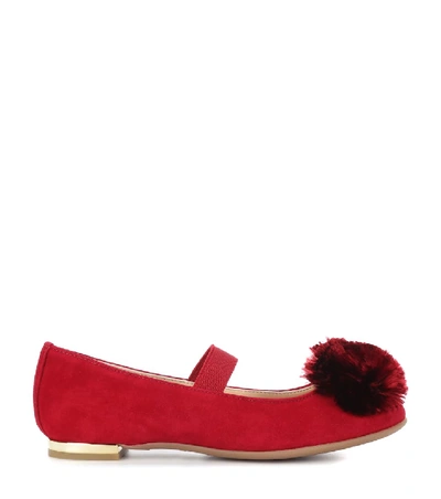 Shop Aquazzura Powder Puff Suede Ballerinas In Red