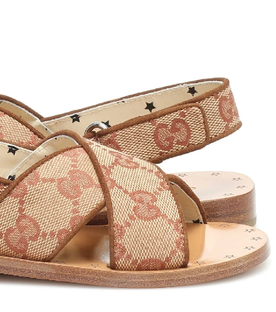 Shop Gucci Gg Canvas And Leather Sandals In Beige