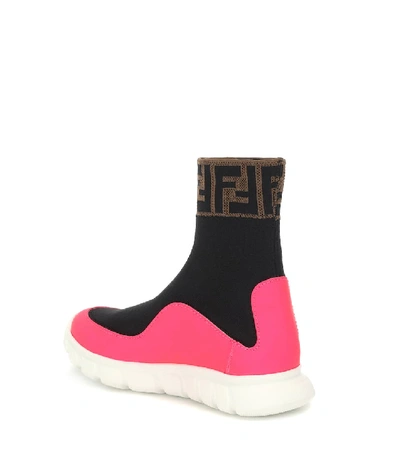 Shop Fendi Sock Sneakers In Black