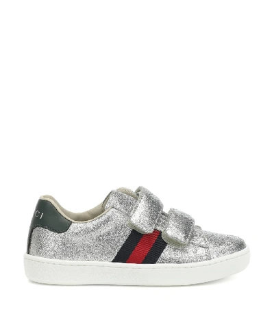 Shop Gucci Ace Glitter Sneakers In Silver