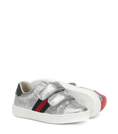 Shop Gucci Ace Glitter Sneakers In Silver