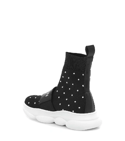 Shop Balmain Embellished Sock Sneakers In Black