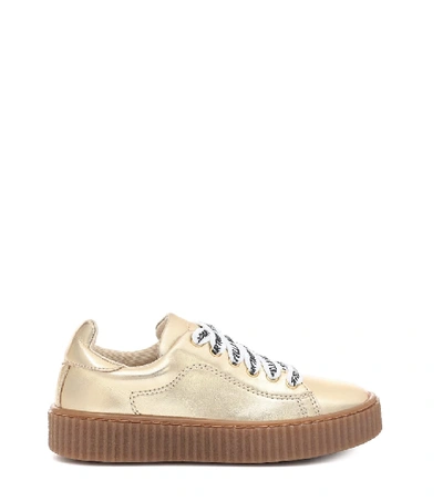 Shop Stella Mccartney Logo Laces Sneakers In Gold