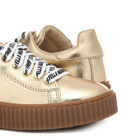 Shop Stella Mccartney Logo Laces Sneakers In Gold