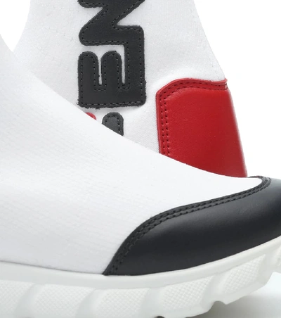 Shop Fendi Mania Sock Sneakers In White