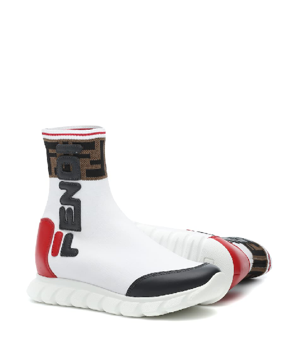 Fendi Kids' Mania Speed Knit Slip-on Sneakers In F15fx Bianco | ModeSens