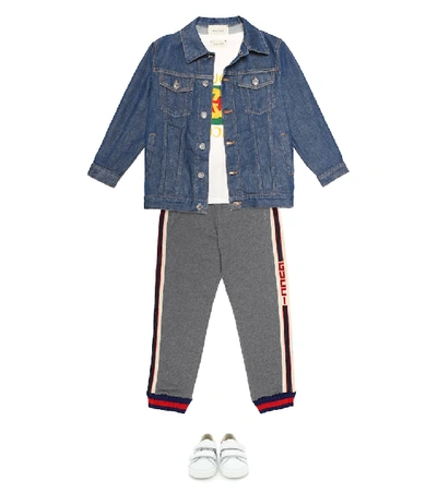Gucci Web-detailing Leather Sneakers In Gr.white/vrv/ros/b.s