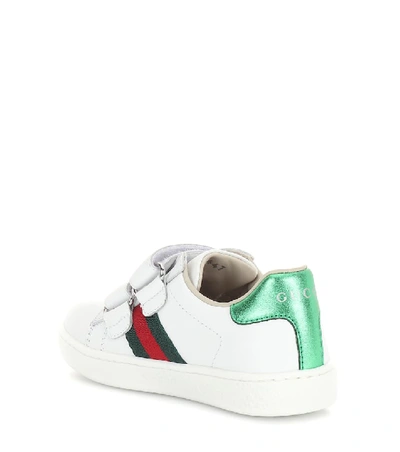 Shop Gucci Ace Leather Sneakers In Gr.white/vrv/ros/b.s