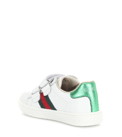 Gucci Web-detailing Leather Sneakers In Gr.white/vrv/ros/b.s