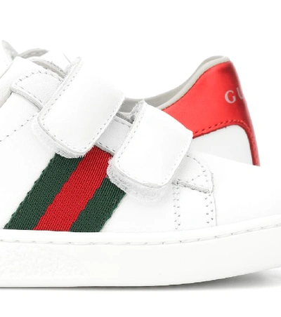 Gucci Web-detailing Leather Sneakers In Gr.white/vrv/ros/b.s
