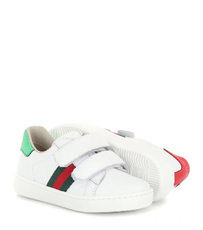 Gucci Web-detailing Leather Sneakers In Gr.white/vrv/ros/b.s
