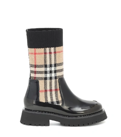 Shop Burberry Vintage Check Chelsea Boots In Black